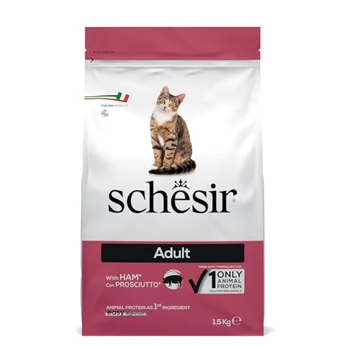 Schesir Adult, Alimento Secco Completo per Gatti Adulti, con Prosciutto, Vitamine Aggiunte, Senza Conservanti e Coloranti, 1,5 kg
