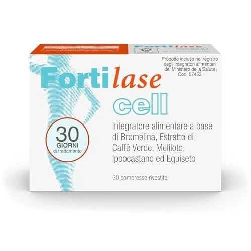 Fortilase Cell, 30 tabletek, suplement diety bromelainy, zielona kawa, melitol, kasztanowiec i skrzyp, antycellulitowy i przeciwzapalny, stymuluje drenaż limfatyczny