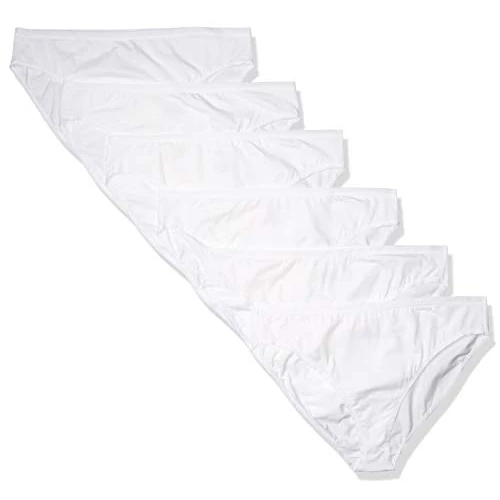 Offerta a tempo: Amazon Essentials Slip Intimo A Gamba Alta in Cotone (Disponibile in Taglia Forte), Traspirante Donna, Pacco da 6, Bianco, 50 — 39% da 14,30 € a 8,75 €