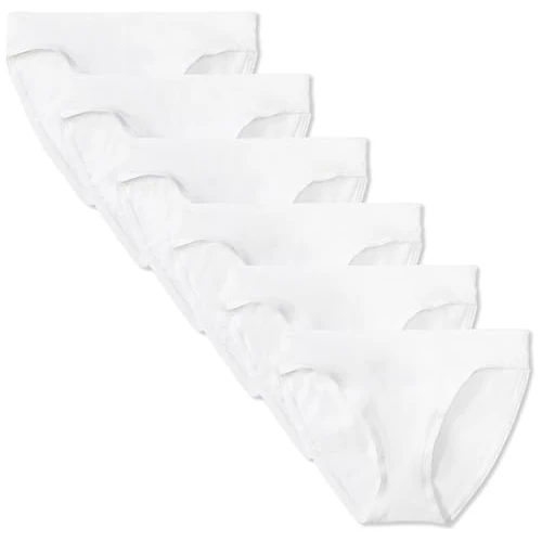 Offerta a tempo: Amazon Essentials Slip Bikini in Cotone (Disponibile in Taglie Forti) Donna, Pacco da 6, Bianco, 46 - 12% da 12.20 € a 10.71 €