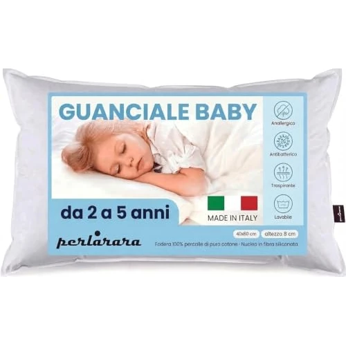 Offerta a tempo: PERLARARA - Cuscino Bambino da 2 a 5 Anni Morbido in Cotone 40x60 cm - 13% da 22.90 € a 19.90 €