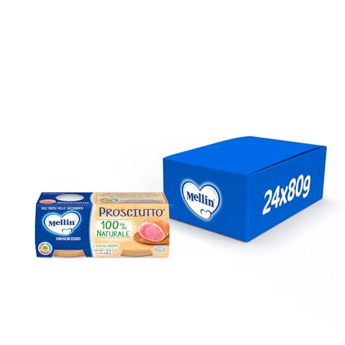 Offerta a tempo: Mellin Omogeneizzato di Prosciutto 100% Naturale – 24 Vasetti da 80 gr - 0% da 15.29 € a 15.29 €