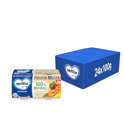 Mellin Omogeneizzato Di Frutta Mista, Naturale, 100 g, Confezione da 24