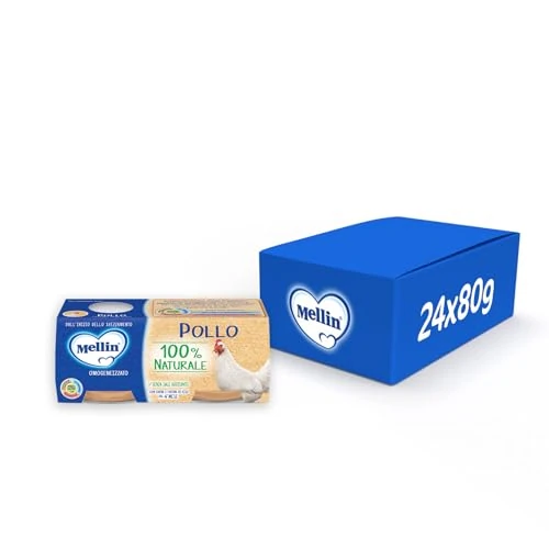 Offerta a tempo: Pollo naturale omogeneizzato al 100% Mellin - 24 vasetti da 80 g (confezione da 24) — 8% da 13,55 € a 12,49 €