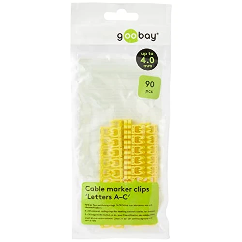 Limited-time offer: Goobay 72517 Letters A–C Cable Marker Clip for Cable Diameters up to 4mm, Pack of 90 from 5.13 £ to 5.13 £ (save 0.00%)