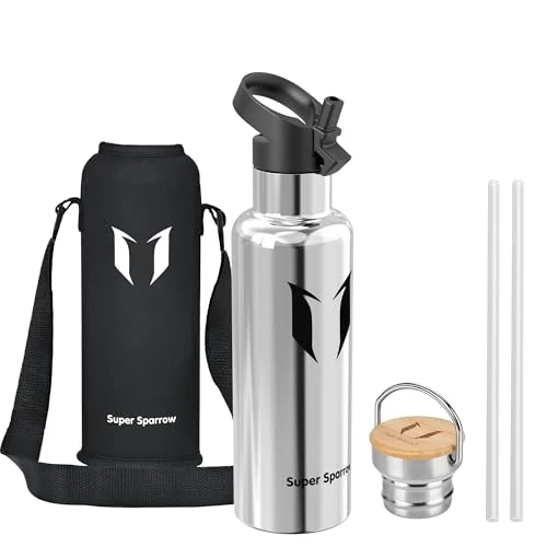 Offerta a tempo: Super Sparrow Borraccia Termica 750ml - Bottiglia Termica Senza Perdite - Senza BPA Borracce Bambini - Per Scuola, Sport, Campeggio, Palestra, Ciclismo - Con 2 Tappi - 7% da 19.95 € a 18.61 €