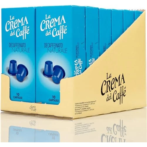 La Crema del Caffè Compatible con Máquinas Nespresso, 120 Cápsulas Descafeinado Natural, Equilibrado con Notas de Chocolate y Especias