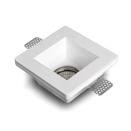 Offerta a tempo: Eurekaled® - Portafaretto in Gesso CERAMICO da Incasso Quadrato per Controsoffitti per GU10 e MR16 cod.220628 - 50% da 13.04 € a 6.50 €
