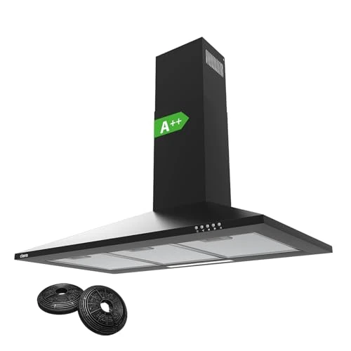 Limited-time offer: CIARRA Cooker Hoods 90cm 406m³/h CBCB9201 Black Wall-Mounted Chimney Vent Hood 900mm Recirculating&Ducting Kitchen Ventilation Extractor Hood with Carbon Filters from 169.99 £ to 119.98 £ (save 29%)