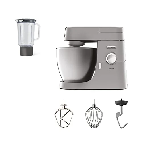 Tijdelijke aanbieding: Kenwood Chef XL KVL 4110S - Keukenmachine, roestvrijstalen mengkom van 6,7 l en menghulpstuk van 1,5 l acryl, multifunctionele keukenhulp, 1200 W, incl. 3-delige patisserieset, zilver van 349.90 EUR naar 349.90 EUR (korting 0%)