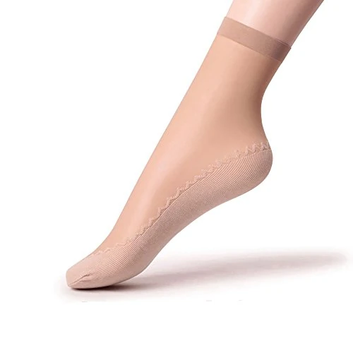 Offerta a tempo: Ueither - 12 paia di gambaletti velati da donna, alla caviglia, con soletta in cotone antiscivolo e punta rinforzata (12 Coppie Beige) - 0.00% da 16.99 € a 16.99 €