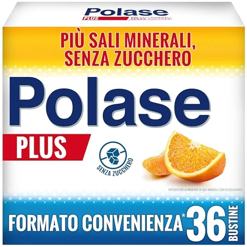 Offerta a tempo: Polase Plus, più Magnesio e più Potassio, Integratore Alimentare di Sali Minerali, Contro Stanchezza e Fatica, Gusto Arancia e Mandarino, 36 Bustine formato convenienza - 29% da 29.50 € a 20.88 €