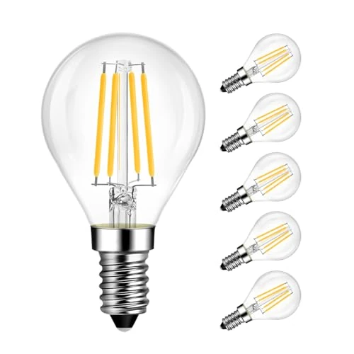 Zeitlich begrenztes Angebot: LVWIT E14 LED Lampe P45 Tropfenform, 4W (ersetzt 40W), 2700K Warmweiß Fadenlampe ultrahell 470 lm, Mini Globe, Rustikalampe Filament LED klar, 6er Pack von 15.99 € auf 13.58 € (15% Rabatt)