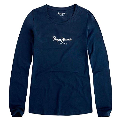 Limited-time offer: Pepe Jeans New Virginia Women's T-Shirt Slim Fit Long Sleeve Blue (Navy), L from 22.56 £ to 22.56 £ (save 0.00%)