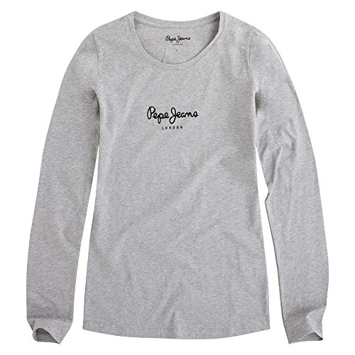 Pepe Jeans New Virginia Women's T-Shirt Slim Fit Long Sleeve Grey (Grey Marl), XXS