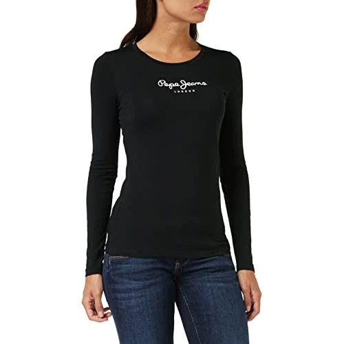 Limited-time offer: Pepe Jeans New Virginia Women's T-Shirt Slim Fit Long Sleeve Black (Black), L from 25.00 £ to 13.27 £ (save 47%)
