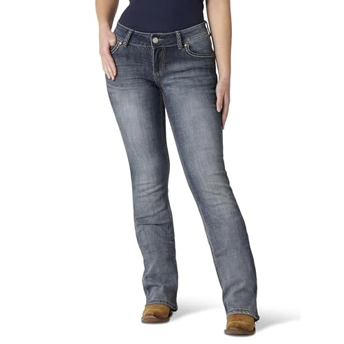 Wrangler Jeans rétro Sadie Taille Basse Bootcut pour Femme, Bleu Moyen, 9-32