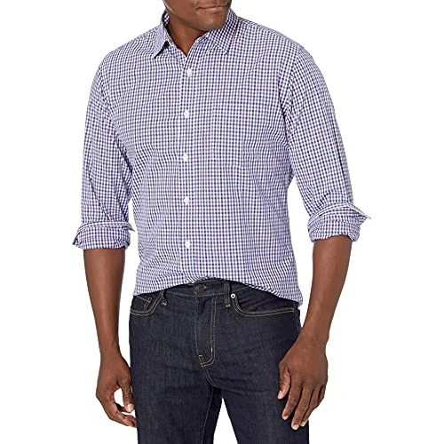 Amazon Essentials Camicia Casual in Popeline a Maniche Lunghe vestibilità Regular Uomo, Blu Porpora Percalle, XL