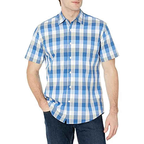 Zeitlich begrenztes Angebot: Amazon Essentials Men's Regular-Fit Short-Sleeve Check Shirt, Blue/Grey, Small von 15.89 € auf 15.89 € (0.00% Rabatt)