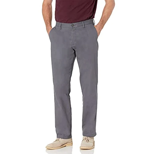 Amazon Essentials Herren Knitterfreie Flatfront-Chinohose in klassischer Passform (erhältlich in Übergröße), Dunkelgrau, 30W / 34L