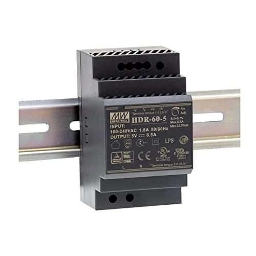 Meanwell DIN-rail voeding 60W 15V 4A; MeanWell HDR-60-15; plaatmontage