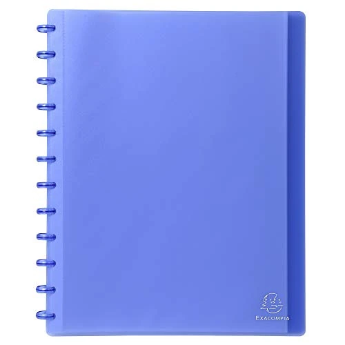 Exacompta - Ref 86352E - PP Translucent Repositionable Display Book - Suitable for A4 Documents, 30 Pockets, 60 Viewing Pages, Removable Pockets - Blue