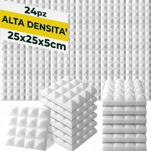 Oferta limitada: Arrowzoom 24 Paneles Acústicos 25x25x5cm Espuma Aislante Acústico Blanco de 48.99 € a 48.99 € (ahorro 0.00%)
