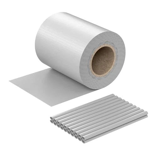 WilTec Cinta protección Vallas, Gris 35mx19cm, PVC 450g/m², con 20 Clips Lámina privacidad