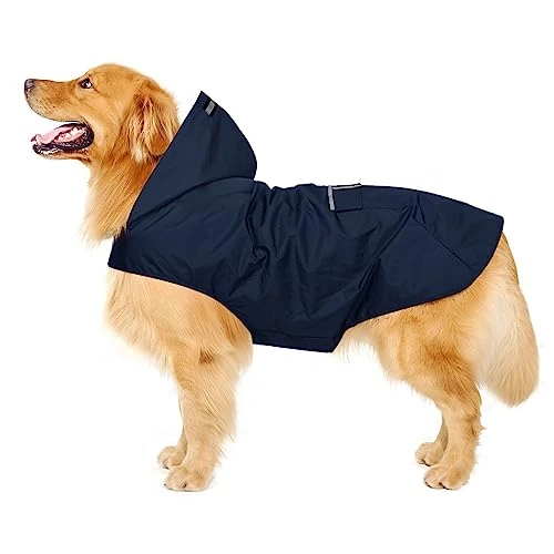 Offerta a tempo: Zellar Impermeabile per Cani con Cappuccio e Foro per Colletto e Strisce Riflettenti protettive, Impermeabile Ultraleggero e Impermeabile 100% Impermeabile Cani di Taglia Media Large blu - 0.00% da 23.99 € a 23.99 €
