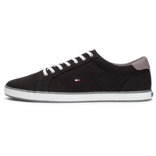 Tommy Hilfiger Zapatillas para Hombre Sneaker con Suela Vulcanizada, Negro (Black), 48