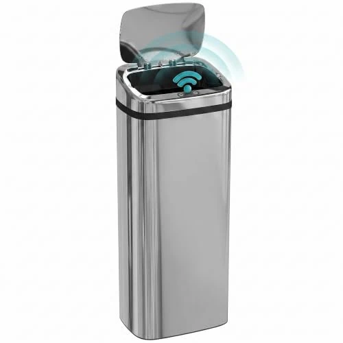 HomCom Abfalleimer, rechteckig, Edelstahl, mit Infrarot-Sensor, 50 l