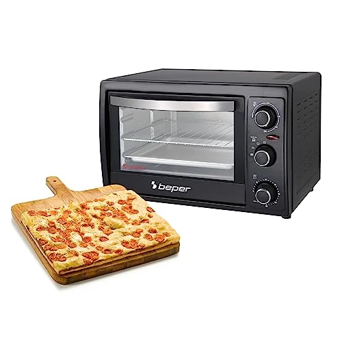 Beper 90,883 — Electric Oven 20 Liters, Steel Heating Elements, Double Glass, Heat-Insulating Handle, Timer up to 60 Minutes, Temperature up to 230°C, 3 Cooking Modes, Accessories