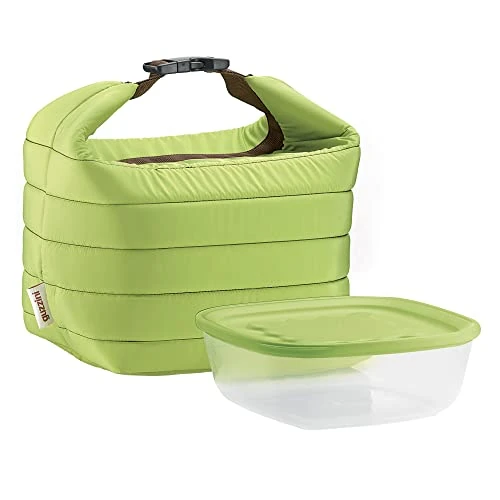 Guzzini, Petit Sac Isotherme A/Compartiment Fraicheur Handy, (Bag) 22 x 18 x h22 cm; (Container) 19,6 x 19,6 x h7 cm - 1400cc, Vert Pomme
