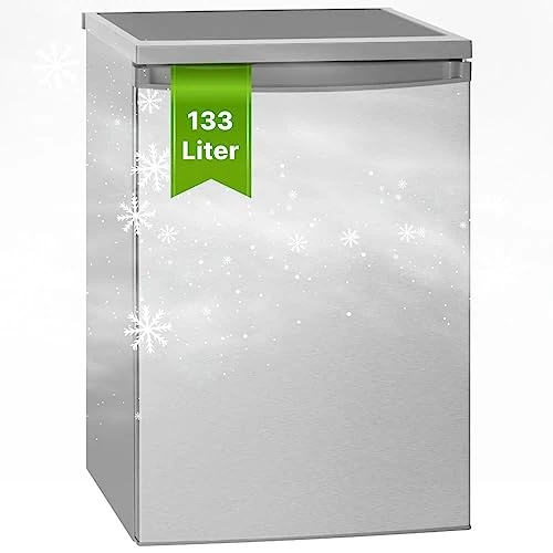 Bomann Frigorifero 133L in acciaio inox VS2185-1-inox, Capacità netta: 133 litri, Illuminazione interna a LED, Controllo continuo della temperatura, 3 ripiani in vetro