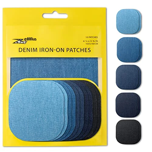 Oferta limitada: ZEFFFKA Tela de Parches de Jean Aplicables con Plancha Interior & Exterior Pegamento Mas Fuerte 100% Algodón Tonos Surtidos Kit de Decoración 10 Piezas Tamaño 9.8 cm x 10.8 cm de 9.99 € a 9.99 € (ahorro 0.00%)
