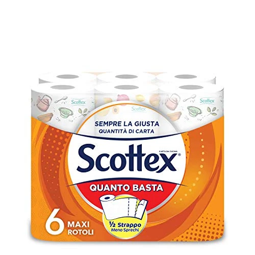 Scottex Quanto Basta, Kitchen Paper Half Tear, Pack of 6 Maxi Rolls