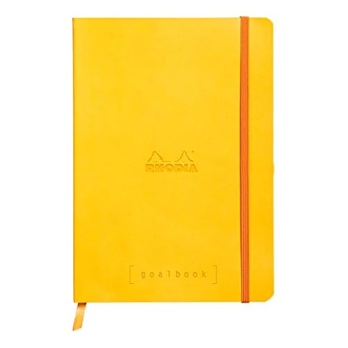 RHODIA 117756C - taccuino mOrobido Goalbook giallo Narciso - A5 14,8X21cm - Puntinato DOT - 240 pag. - Carta Clairefontaine AvOroio 90g/m² - 2 nastri, chiusura con elastico - Simil Cuoio