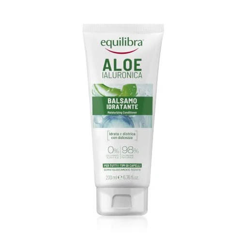 Offerta a tempo: Equilibra, Aloe Ialuronica Balsamo Idratante e Districante, per Tutti i Tipi di Capelli, con Aloe Vera e Acido Ialuronico, Olio di Lino emolliente, Estratto di Ortica rinforzante, 200 ml - 33% da 4.99 € a 3.34 €