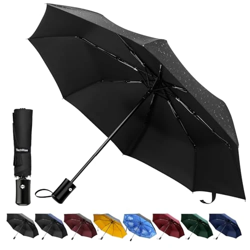 Limited-time offer: TechRise Umbrella, Compact Strong Windproof Automatic Umbrellas, Folding Lightweight, Portable Travel Golf Umbrella for Rain, One Button Auto Open and Close from 9.99 £ to 9.99 £ (save 0.00%)