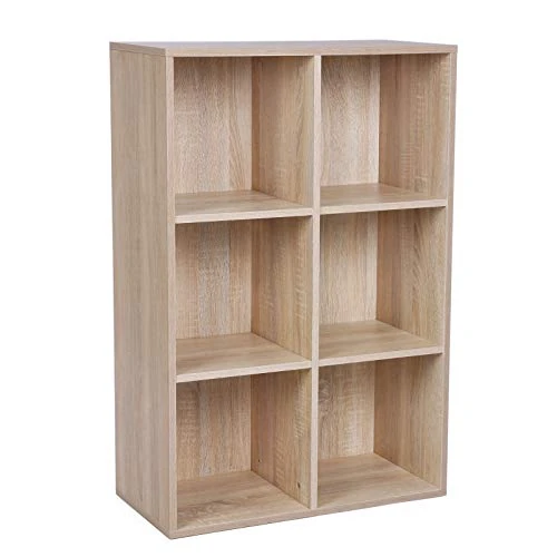 Vasagle Lbc203H Boekenkast Met 6 Vakken, Houten Rek, Kubusrek, Opbergrek, 65,5 X 97,5 X 30 Cm, Eiken-Look