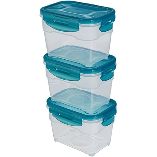 Limited-time offer: Amazon Basics Air-Locked Leak-Proof, Stackable & Airtight Fridge/Freezer Containers with Lids, BPA-Free Plastic, Microwave and Dishwasher Safe 3-Piece Food-Storage Set, 3 x 1 l, Clear from 12.05 GBP to 10.20 GBP (save 15%)