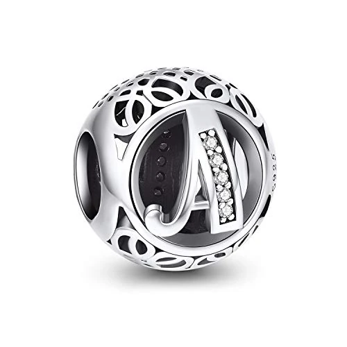 Offerta a tempo: NINGAN A alla Z Ciondolo con Lettera Dell'alfabeto Compatibile con Bead Charm Bracciali Europei in Argento Sterling 925, con Zirconia Cubica(Lettera A) - 19% da 20.99 € a 17.09 €