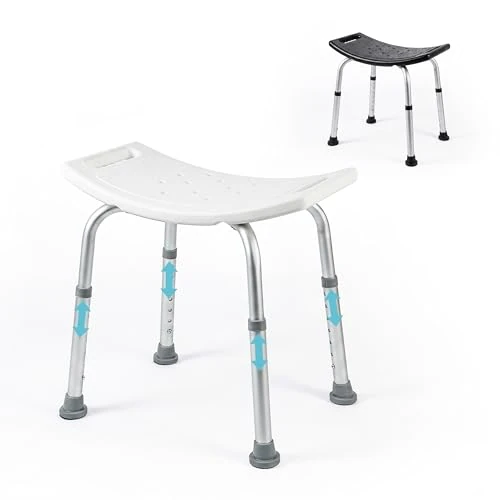 Offerta a tempo: Mobiclinic®, Sgabello da Bagno, Piedini Antiscivolo, 7 Altezze Regolabili, Sedile a Forma di U, Fori di Drenaggio, Portata Massima 100 kg, Leggero, Facile da Montare, Alluminio, San Fermín - 5% da 36.95 € a 34.95 €