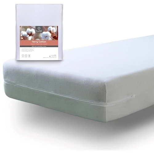 Offerta a tempo: Tural Fodera per materasso 120x190/200cm Piazza e mezza Regolabile Certificato Oeko-TEX Assorbente Spugna in cotone - 36% da 33.95 € a 21.84 €
