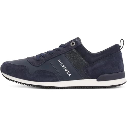 Limitiertes Angebot: Tommy Hilfiger Herren Runner Sneaker Iconic Leather Suede Mix Runner Sportschuhe, Blau (Midnight), 44 von 99.90 EUR auf 68.99 EUR (Spare 31%)