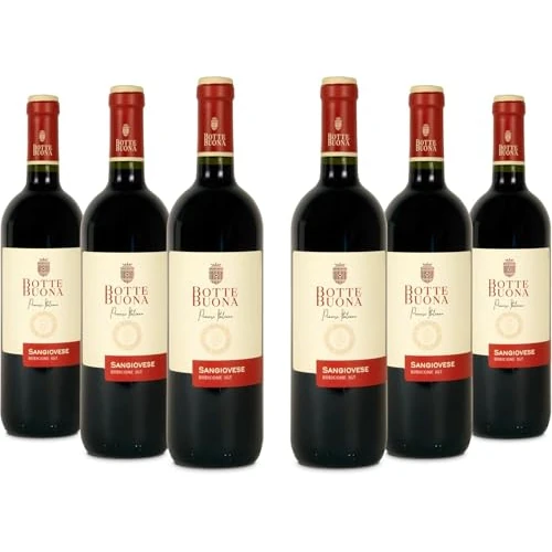Oferta limitada: Bottebuona Sangiovese Rubicone IGT – Vino tinto de italiano de Emilia‑Romagna - Caja de 6 botellas, 4500  ml. de 25.50 EUR a 25.50 EUR (ahorro 0%)