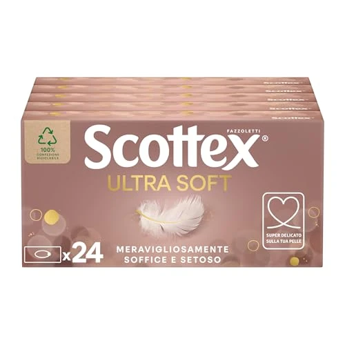 Scottex Papieren Ultra Soft Box zakdoeken, 24 dozen met elk 80 zakdoeken