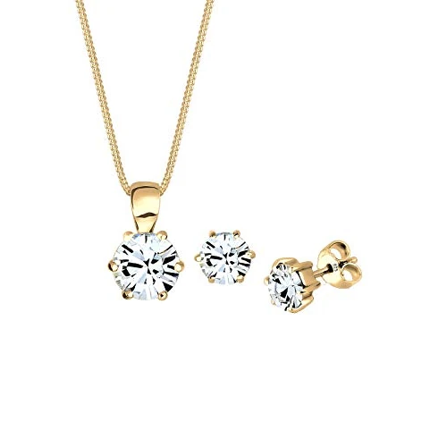 Limited offer: Elli Jewelry Set Basic Crystals 925 Sterling Silver Rose Gold Plated from 36.63 EUR to 36.63 EUR (save 0%)