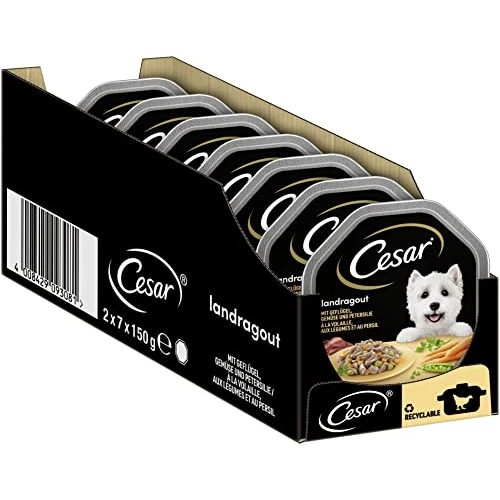 Offre limitée : Pâtée pour chien Cesar gamme Landküche - Poulet et légumes - Lot de 2 paquets de 7 boîtes de 150 g chacune de 29.21 € à 29.21 € (0.00% de remise)
