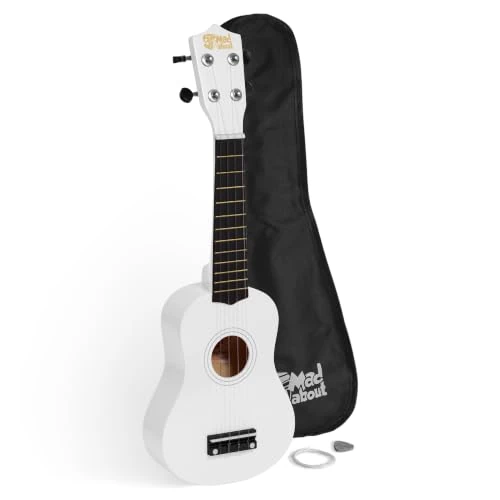 Offerta a tempo: Mad About SU8-WH Ukulele soprano in bianco con custodia morbida, plettro e corde di ricambio, Ora dotato di corde in carbonio nere che offrono un suono più brillante - 3% da 28.99 € a 27.99 €